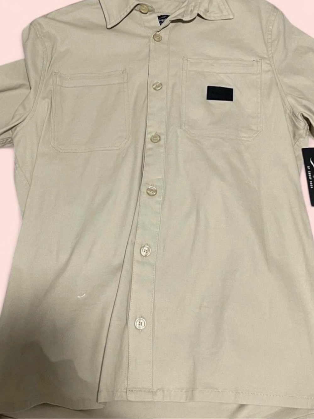 Men's Casual Long-Sleeve Button-Down Shirt in Beige